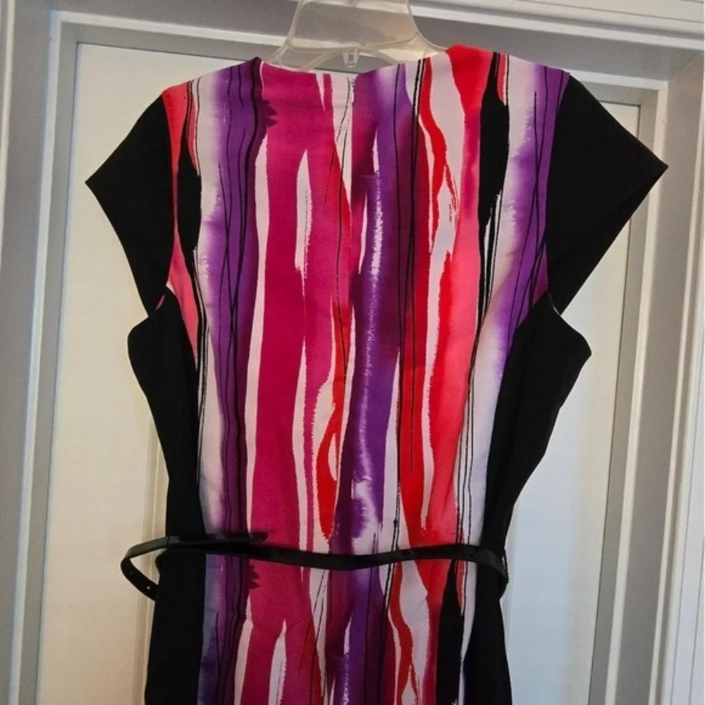 John Miller Collection Multicolor Belted Sheath Dress Size 10‎ Red Pink Purple